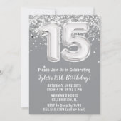 Invitation Gray Silver 15e fête d'anniversaire (Devant)