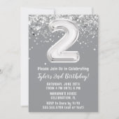 Invitation Gray Silver 2e fête d'anniversaire (Devant)