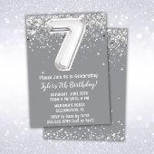 Invitation Gray Silver 7e fête d'anniversaire