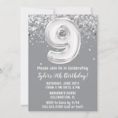Invitation Gray Silver 9e fête d'anniversaire (Devant)