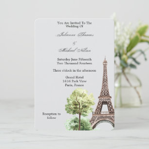 Invitation Gray Tour Eiffel Paris Mariage