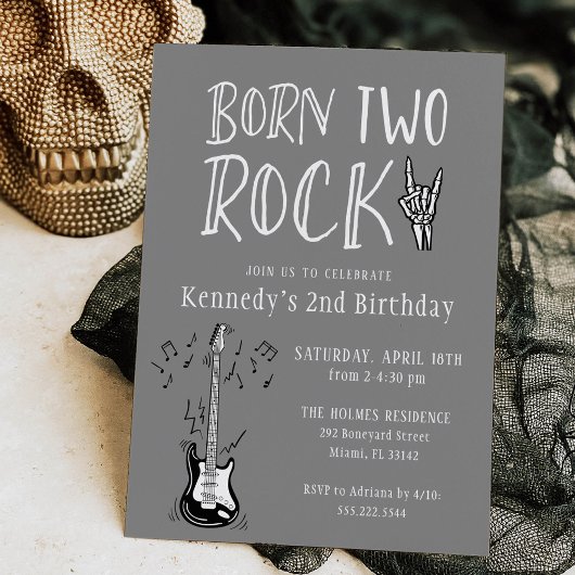 Invitation Gray Two Rock Guitare 2e fête d'anniversaire