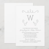Invitation Gray Whimsical Flourish Monogramme Mariage Inviter (Devant / Derrière)