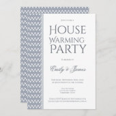 Invitation Gray White Chevron House Party (Devant / Derrière)