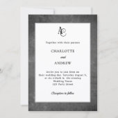 Invitation Gray white modern monogram rustic wedding (Devant)