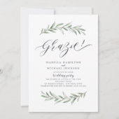 Invitation Grazie ! Simple Mariage de verdure rustique (Devant)