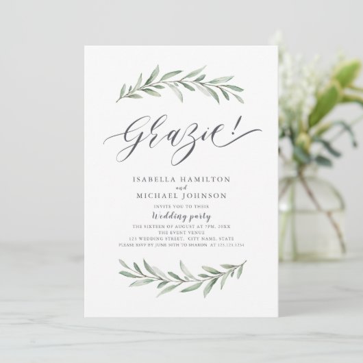 Invitation Grazie ! Simple Mariage de verdure rustique (Debout devant)