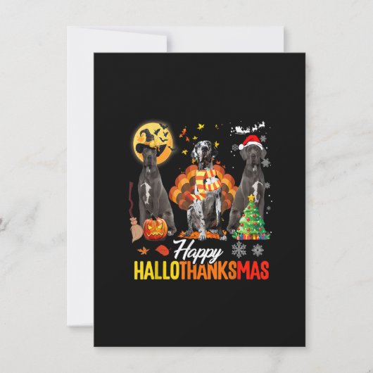 Invitation Great Dane Happy Hallothanksmas Halloween Thanksgi (Devant)