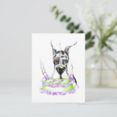 Invitation Great Dane Harlequin gâteau d'anniversaire (Debout devant)