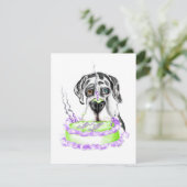Invitation Great Dane Harlequin UC Birthday Cake (Debout devant)