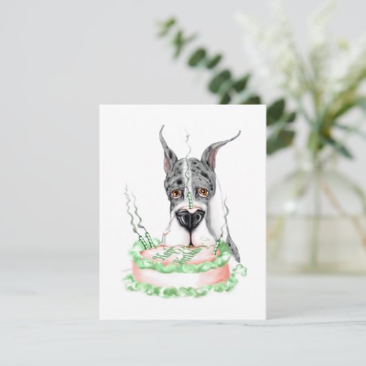 Invitation Great Dane Merle gâteau d'anniversaire (Debout devant)