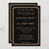 Invitation Great Gatsby Art Déco Black Gold Wedding Invite (Devant / Derrière)