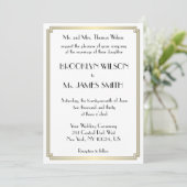 Invitation Great Gatsby Art Déco Gold White Wedding Invite (Debout devant)