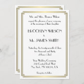 Invitation Great Gatsby Art Déco Gold White Wedding Invite (Devant / Derrière)
