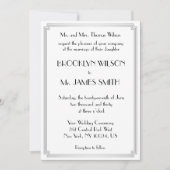Invitation Great Gatsby Art Déco Mariage blanc argenté invite (Devant)