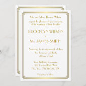 Invitation Great Gatsby Art Déco White Gold Wedding Invite (Devant / Derrière)