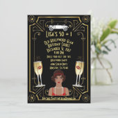 Invitation Great Gatsby Black Flapper Girl Hollywood Invitati (Debout devant)