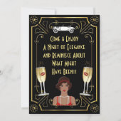 Invitation Great Gatsby Black Flapper Girl Hollywood Invitati (Dos)