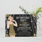 Invitation Great Gatsby Flapper Girl 30e anniversaire Invitat (Debout devant)