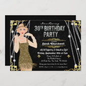 Invitation Great Gatsby Flapper Girl 30e anniversaire Invitat (Devant / Derrière)