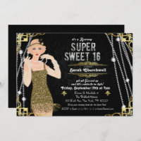 Great Gatsby Flapper Sweet 16 Anniversaire Invitat