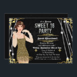Invitation Great Gatsby Flapper Sweet 16 Anniversaire Invitat<br><div class="desc">Célébrez comme ils l'ont fait dans les années 1900 avec notre fabuleuse invitation inspirée de Great Gatsby. Que vous planifiez une fête de bachelorette ou une fête d'anniversaire,  remontez votre événement à l'époque fabuleuse de l'Art Déco et de la vie somptueuse. //BLONDE CHEVEUX OPTION DISPONIBLE DANS LE MAGASIN//</div>