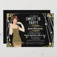 Great Gatsby Flapper Sweet 16 Anniversaire Invitat