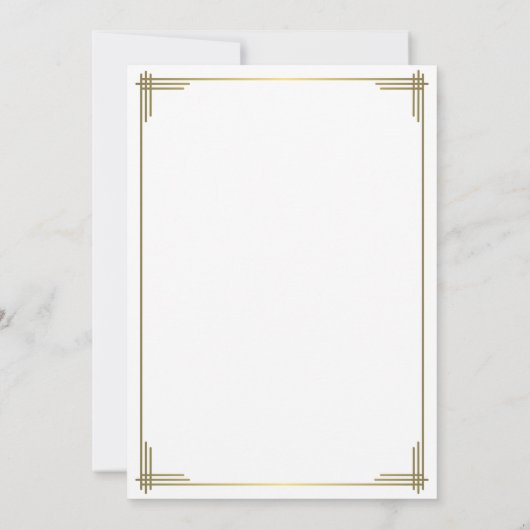 Invitation Great Gatsby Gold Art Déco Mariage Invite (Dos)