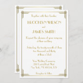 Invitation Great Gatsby Gold Art Déco Mariage Invite (Devant / Derrière)