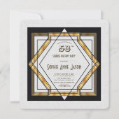 Invitation Great Gatsby Gold White Art Déco 50e anniversaire (Devant)