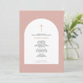 Invitation Grec Orthodoxe Baptême Fille Arc Rose (Debout devant)