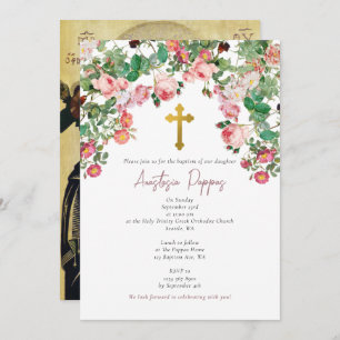 Invitation Grec Orthodoxe baptême fille Baptême