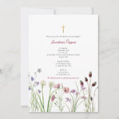 Invitation Grec Orthodoxe baptême Fleur sauvage fille (Devant)
