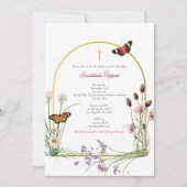 Invitation Grec Orthodoxe baptême Fleur sauvage fille (Devant)