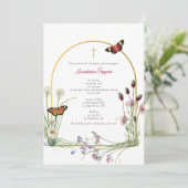 Invitation Grec Orthodoxe baptême Fleur sauvage fille (Debout devant)