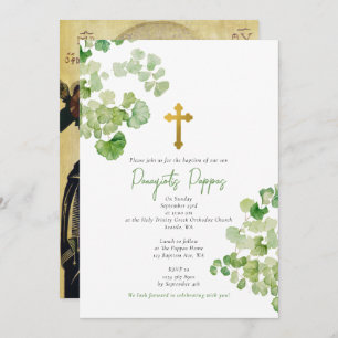 Invitation Grec Orthodoxe Baptême Vert