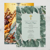 Invitation Grec Orthodoxe Baptême Vert (Devant / Derrière)