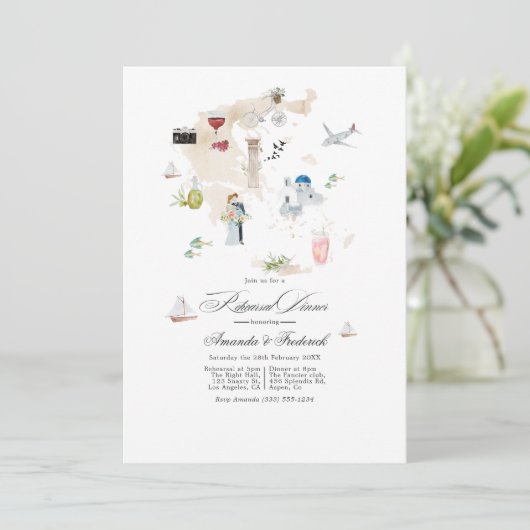 Invitation Grèce Destination Mariage Dîner de répétition (Debout devant)