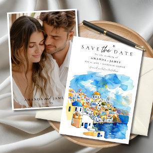 Invitation Grèce Destination Mariage Photo Enregistrer la dat