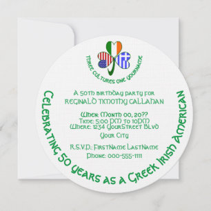 Invitation Grèce irlandais États-Unis drapeaux Shamrock perso