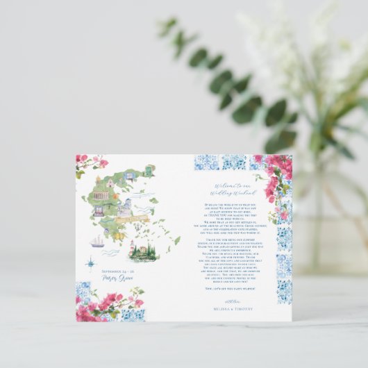 Invitation Grèce Mariage Weekend Welcome Digital (Debout devant)