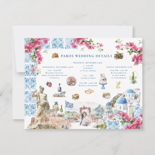 Invitation Grèce Mariage Weekend Welcome Digital (Dos)