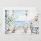 Invitation Grèce Méditerranée Carrelage Floral Mariage Place (Dos)