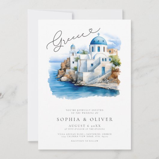 Invitation Grèce Méditerranée Destination Mariage (Devant)