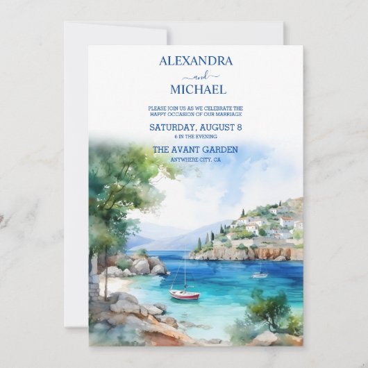 Invitation Grèce paysage Mariage Santorini (Devant)