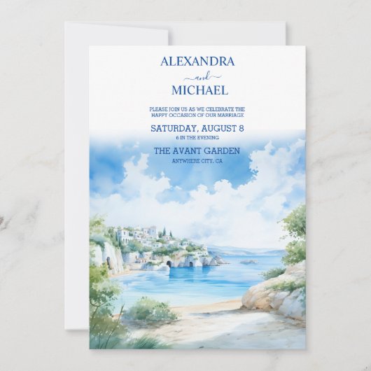 Invitation Grèce paysage Mariage Santorini (Devant)