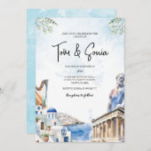 Invitation Grèce Santorin Paysage destination Mariage (Devant / Derrière)