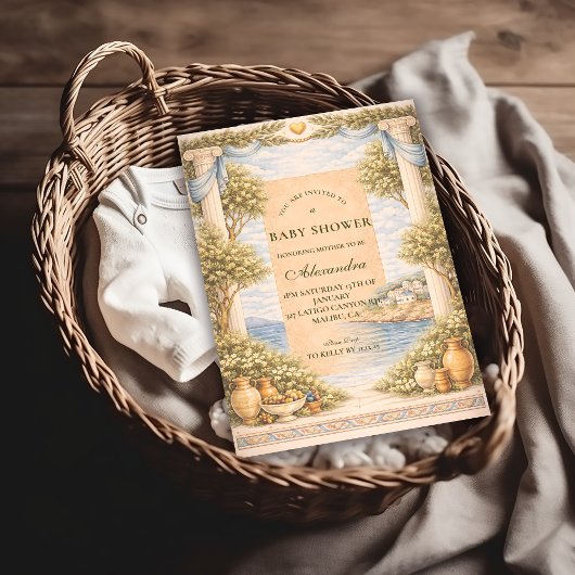 Invitation Greek Coastal Columns Baby Shower