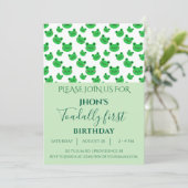 Invitation Green 1er anniversaire fête bébé garçon grenouille (Debout devant)