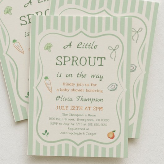 Invitation Green A Little Sprout Baby Shower